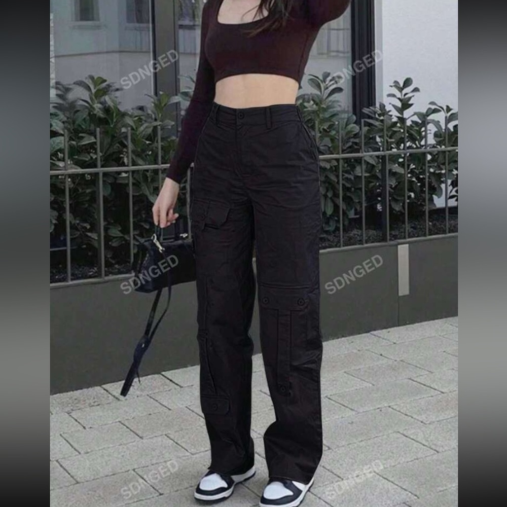 SHEIN black flap pocket side cargo pants size large